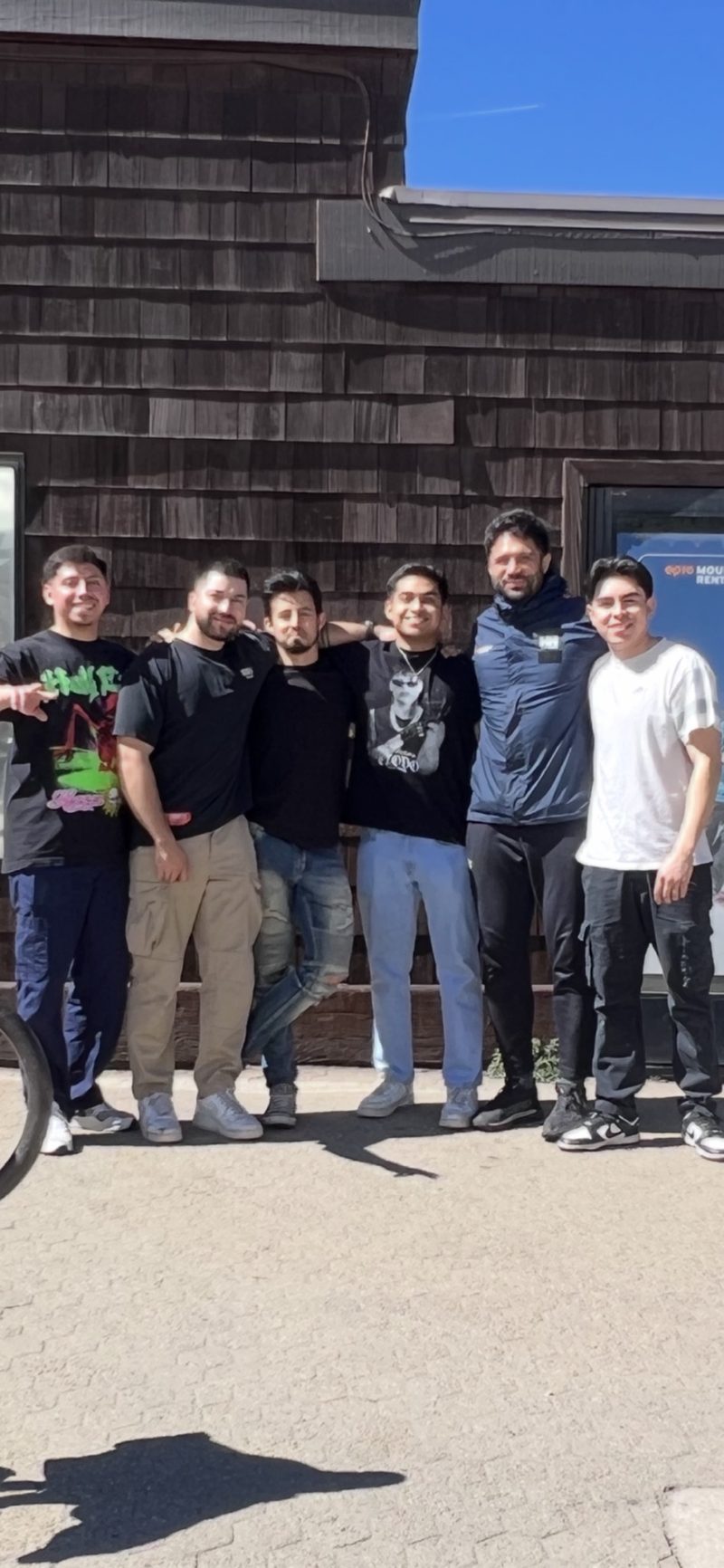 Nick with a group of coworkers outside a shop in South Lake Tahoe